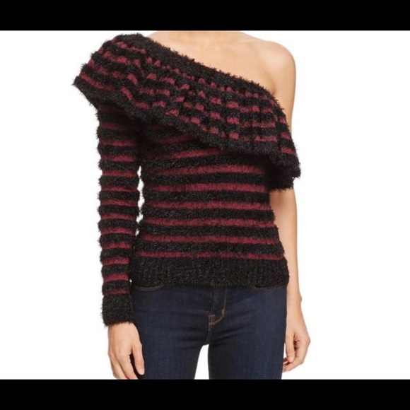 Wayf Sweaters - - WAYF one shoulder sweater. XS… Navy and wine stripe.